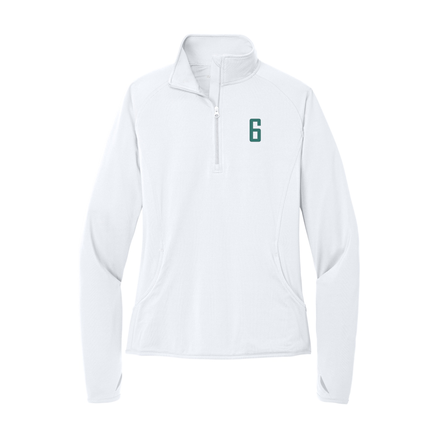 Women's Q-Zip Pullover — Front Shirsy in White