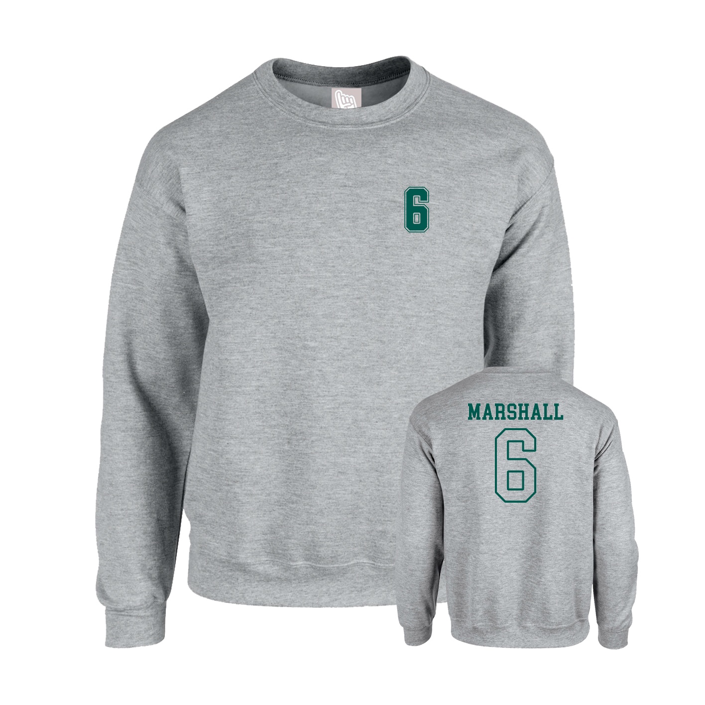 Fleece Crew — Chest Back in Grey