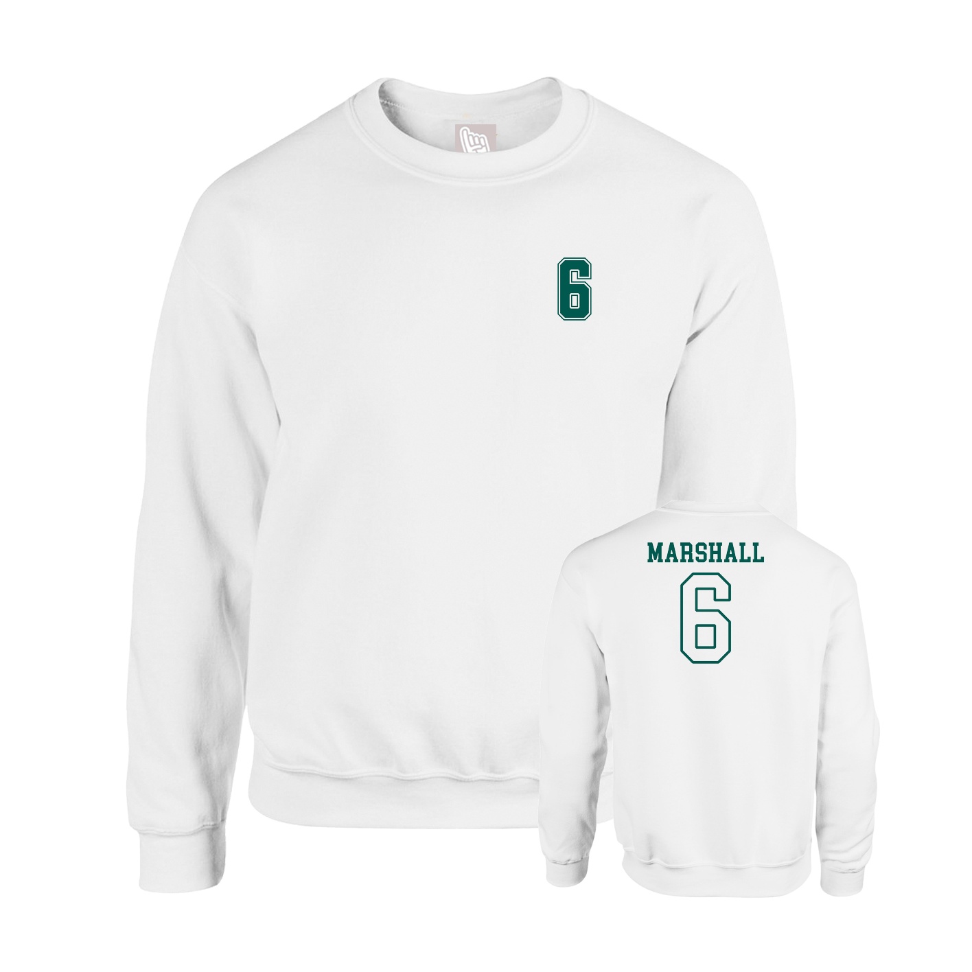 Fleece Crew — Chest Back in White