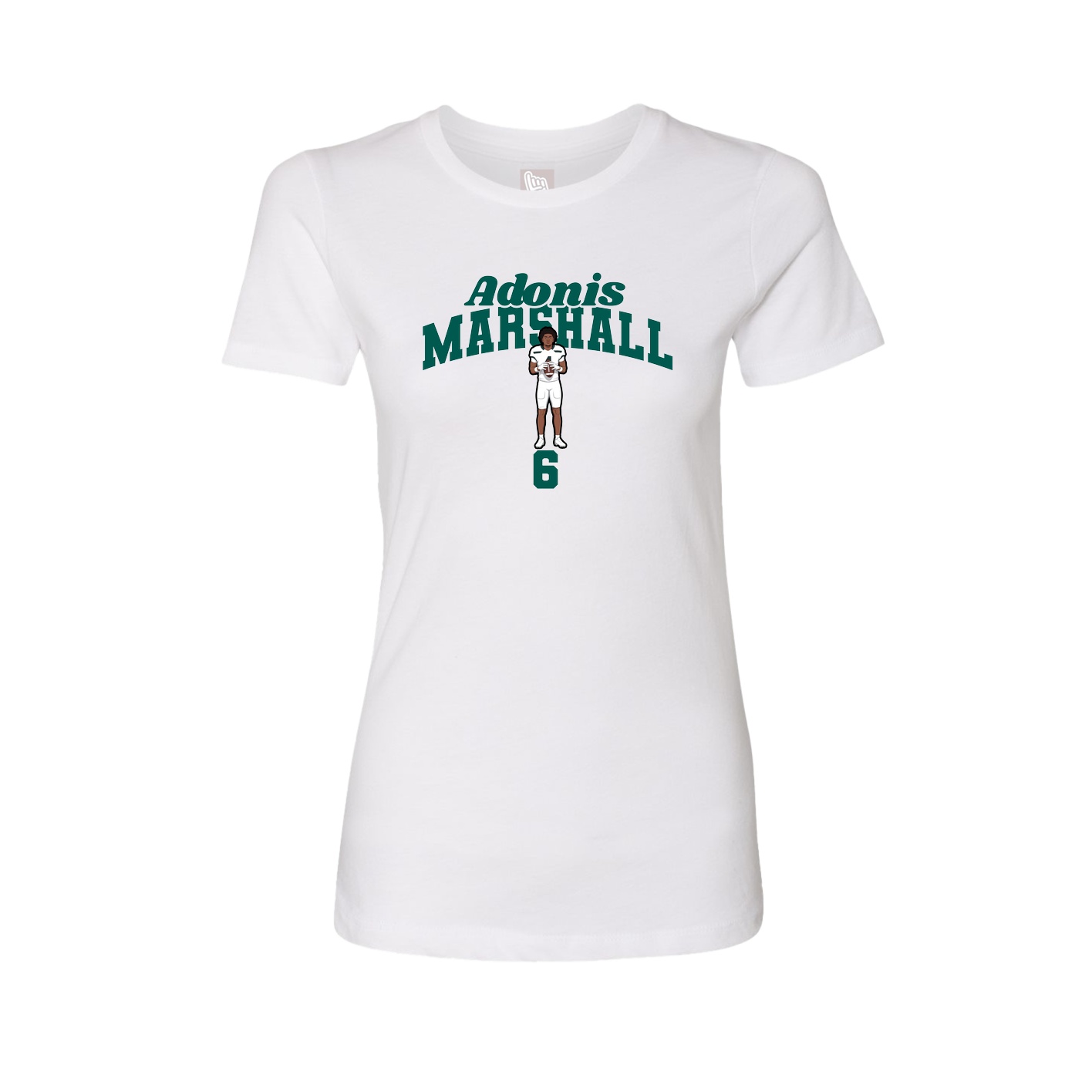 Fitted Women's Tee — Signature Arch in White