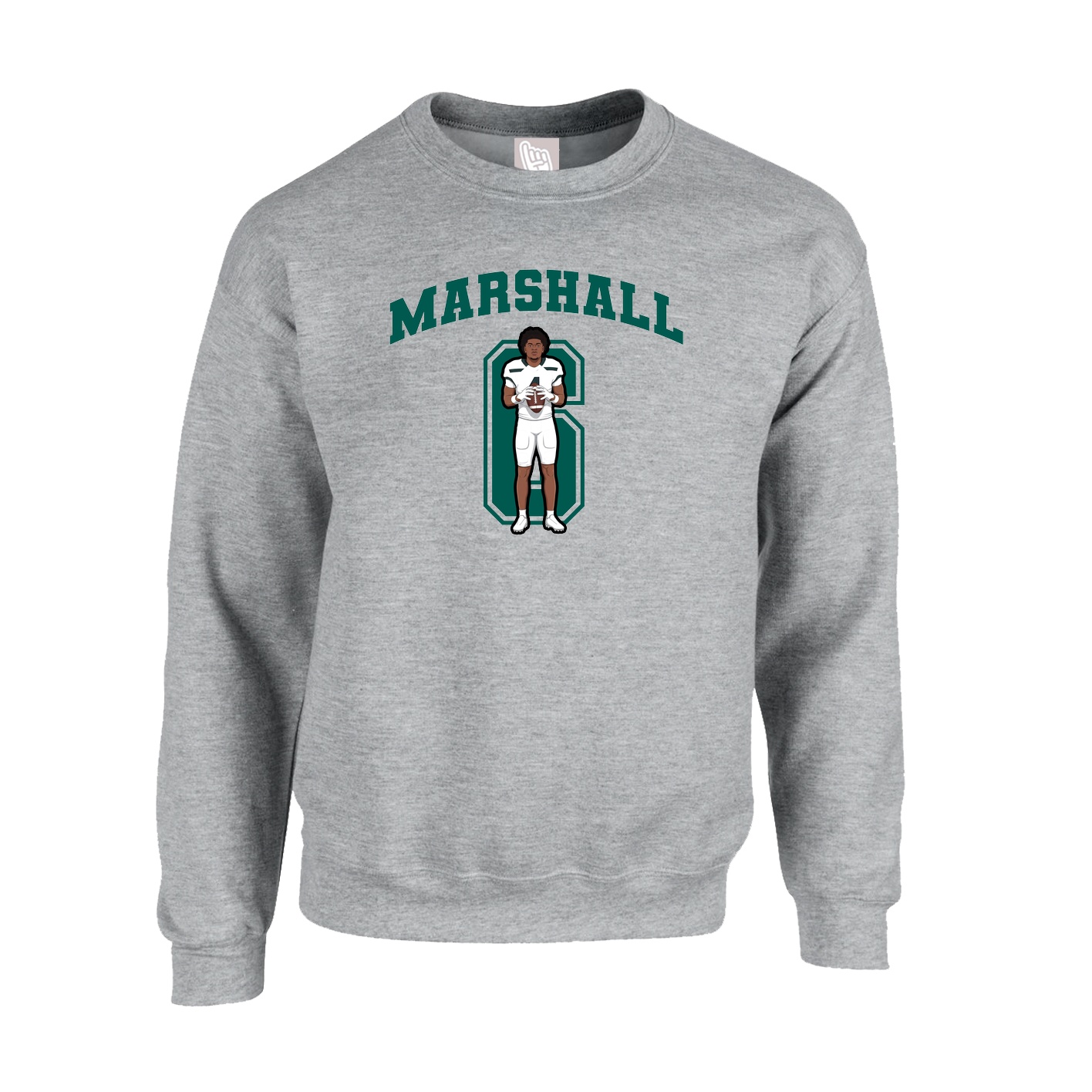 Fleece Crew — Number in Grey