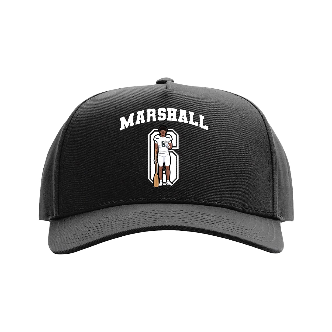 Full Fabric Five-Panel Champ Cap — Number in Black