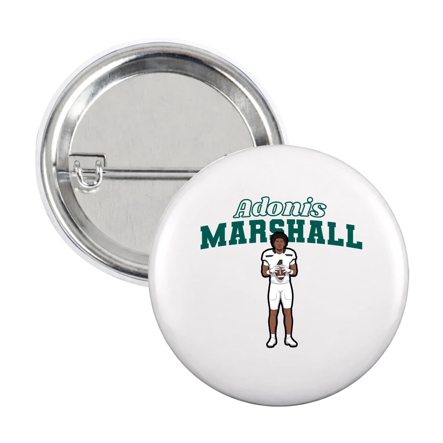 Game Day Button — Name Arch in White