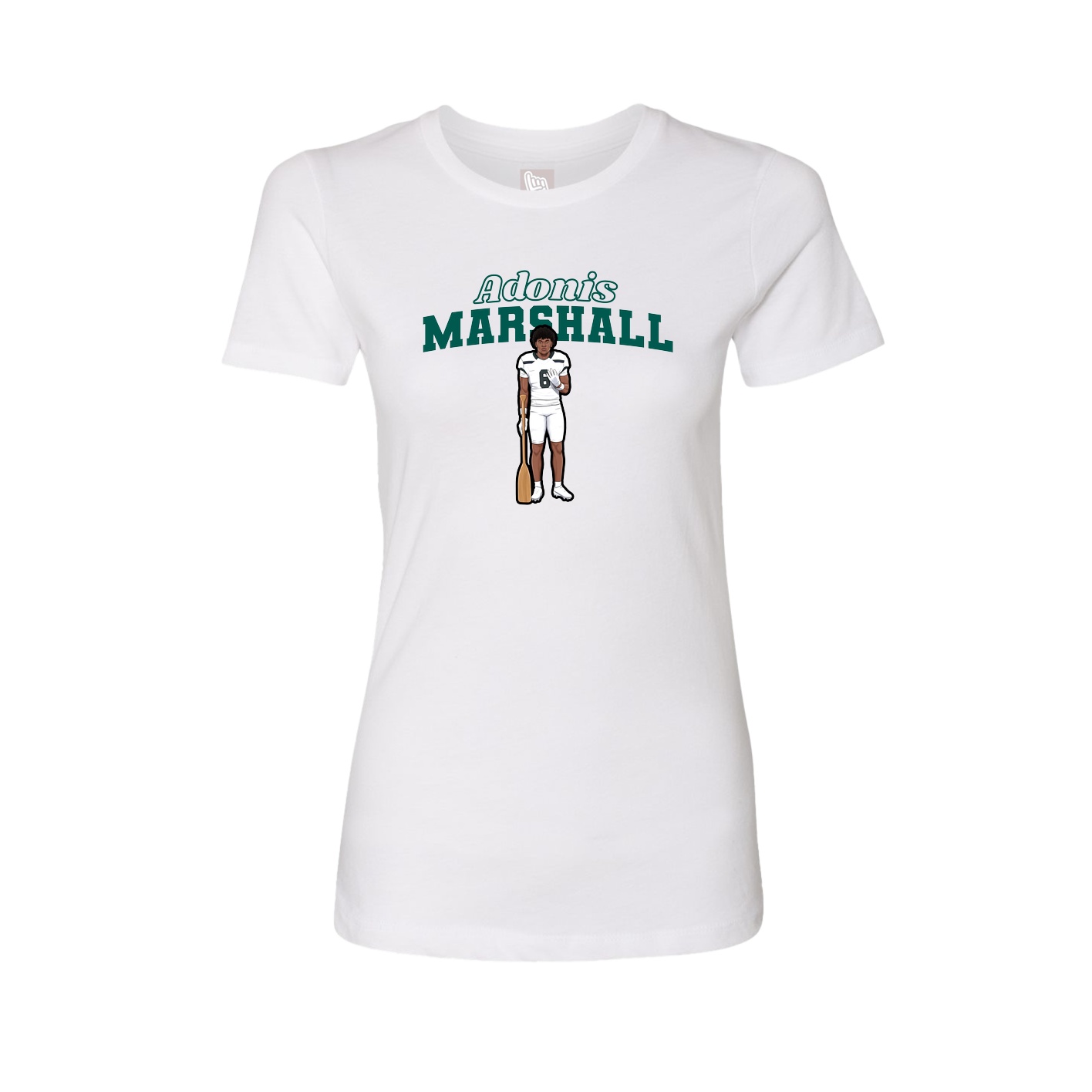 Fitted Women's Tee — Name Arch in White