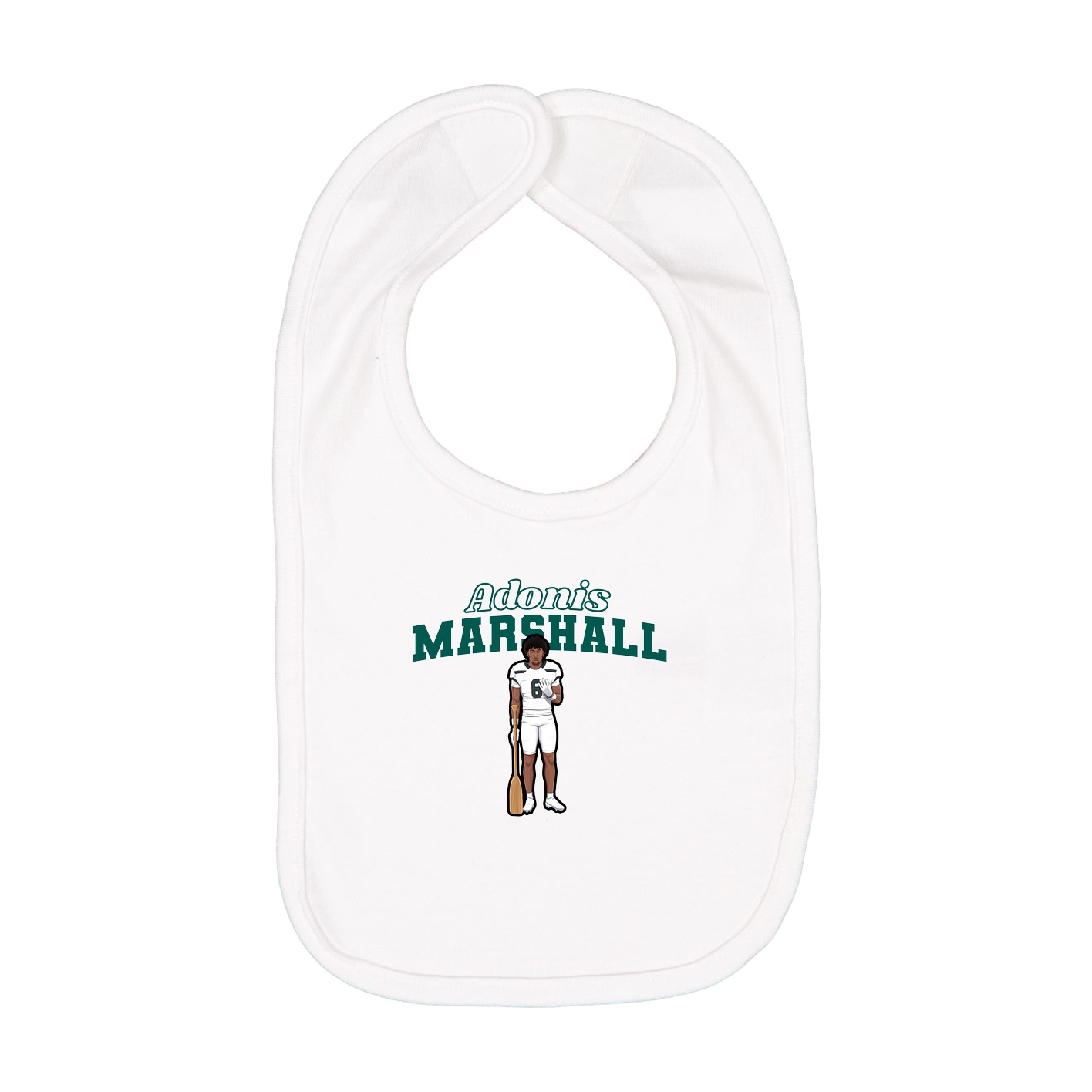 Infant Bib — Name Arch in White