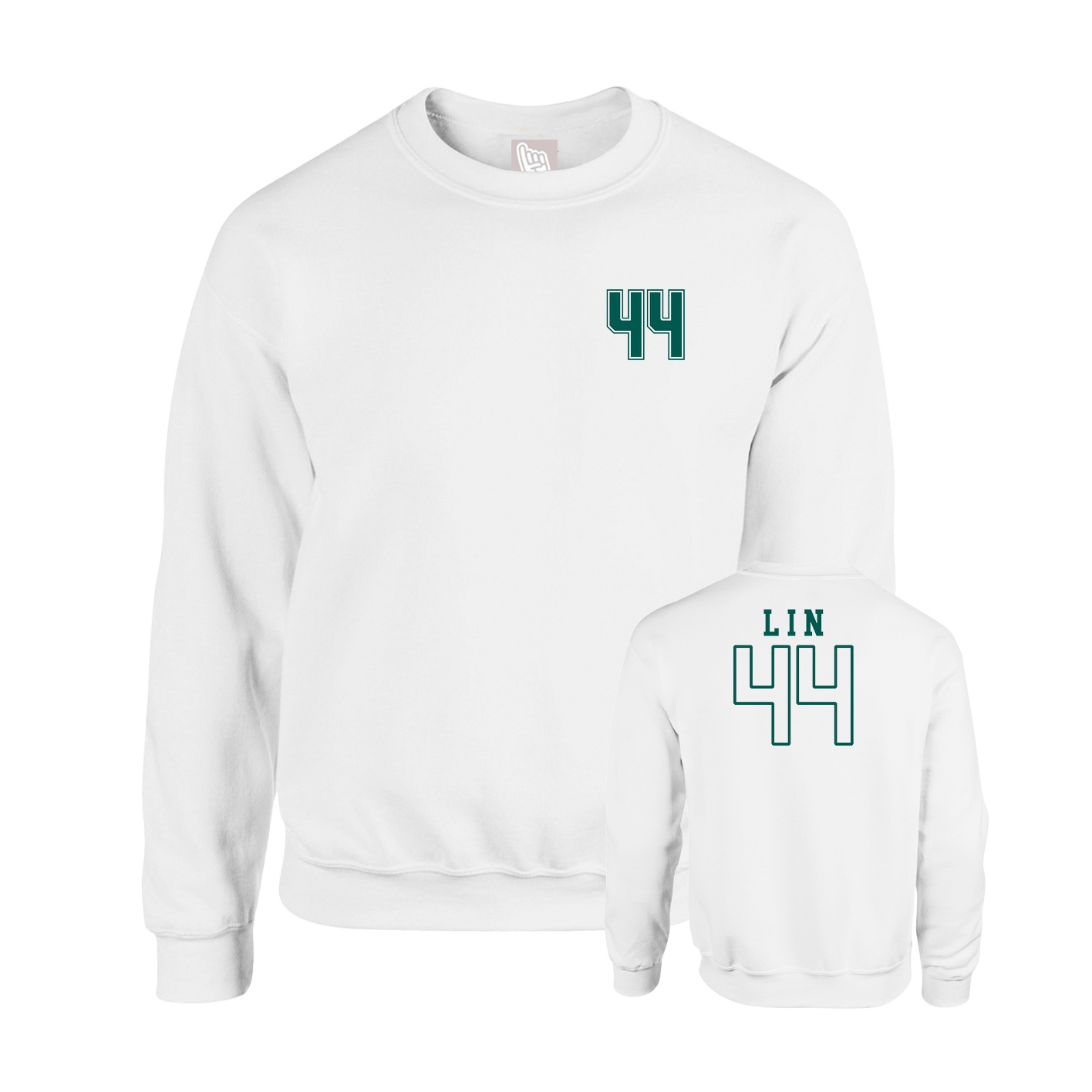 Fleece Crew — Chest Back in White
