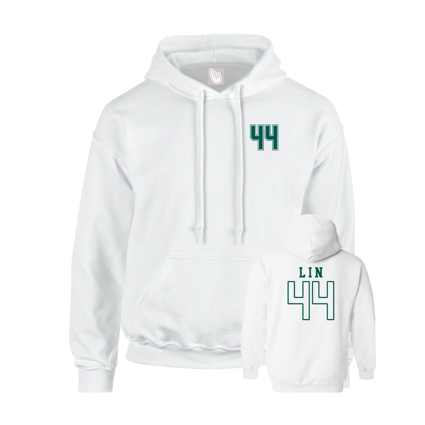Youth Hoodie — Chest Back in White