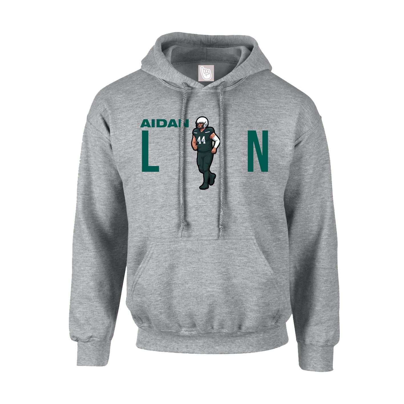 Youth Hoodie — Player Name in Grey