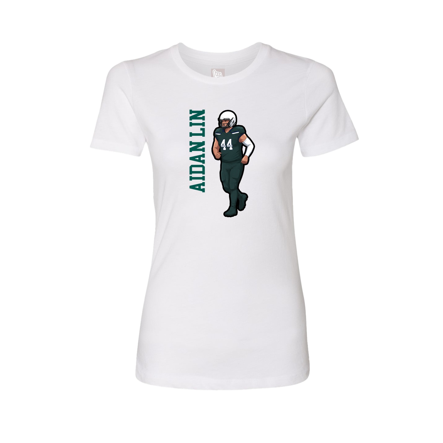 Fitted Women's Tee — Name Vertical in White