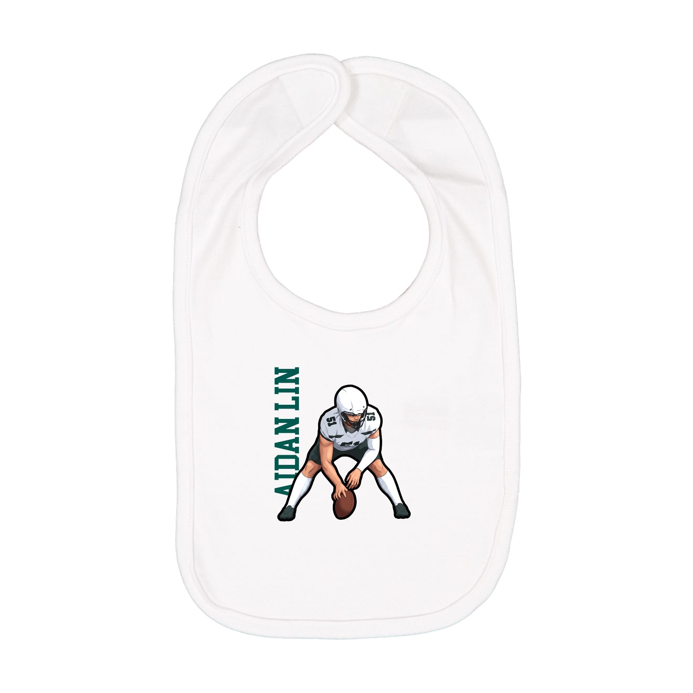 Infant Bib — Name Vertical in White