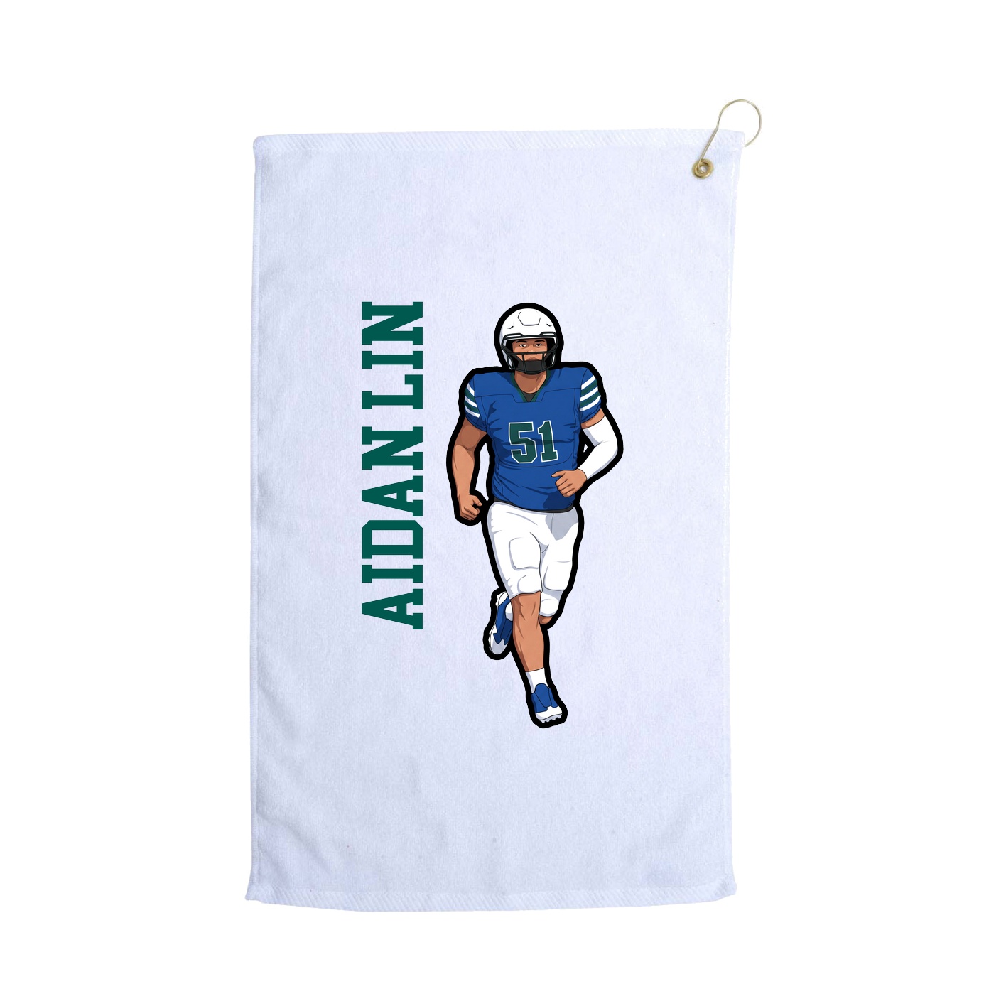 Golf Towel — Name Vertical in White