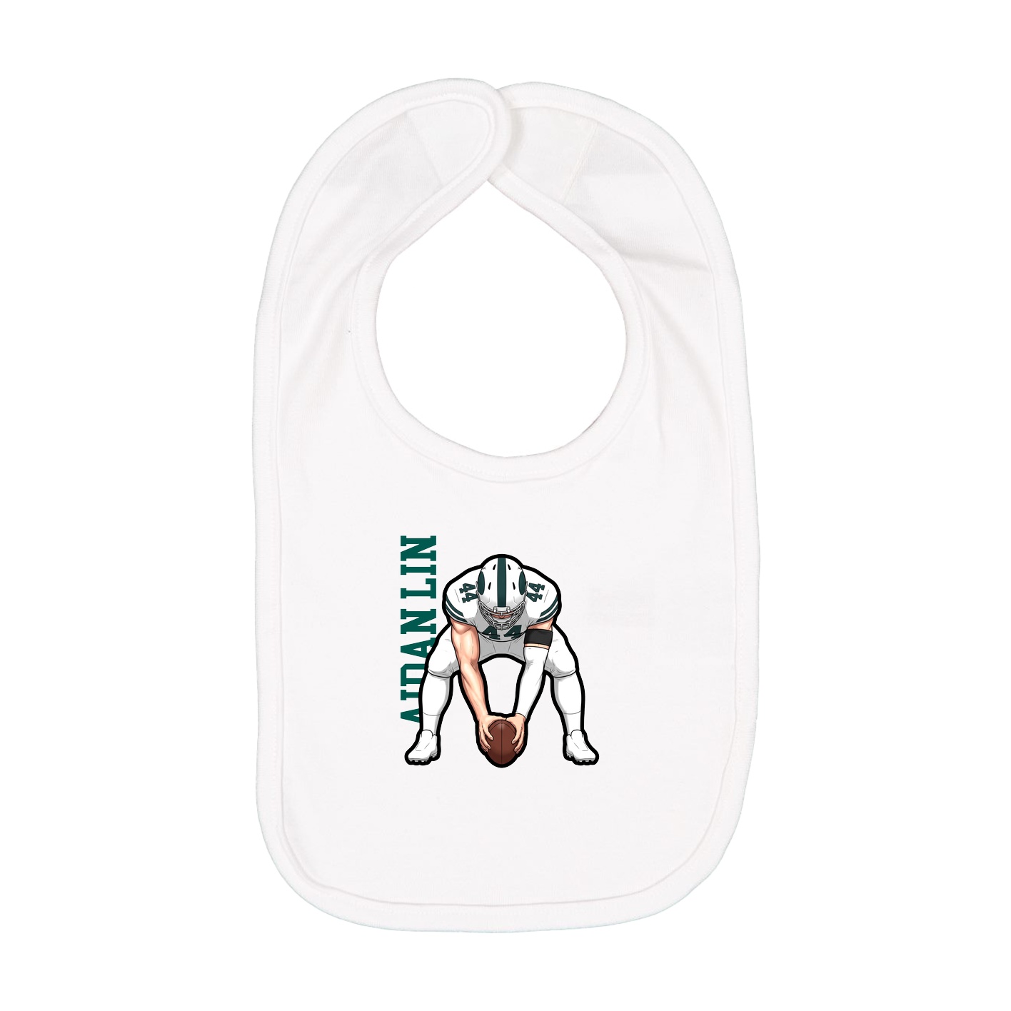 Infant Bib — Name Vertical in White