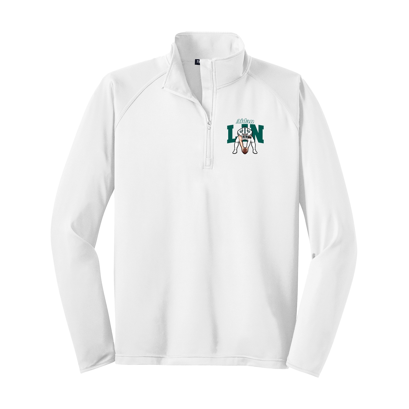 Q-Zip Pullover — Name Arch in White