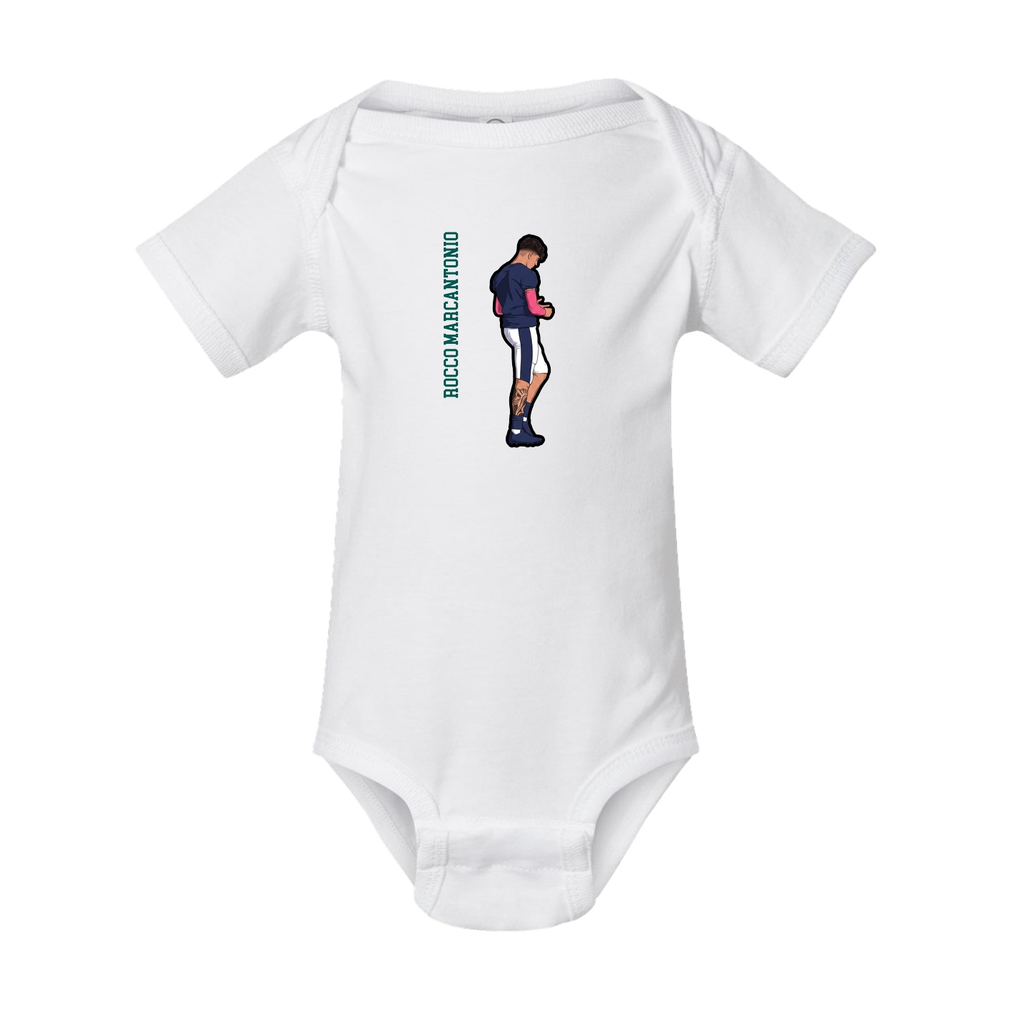 Baby Onesie — Name Vertical in White
