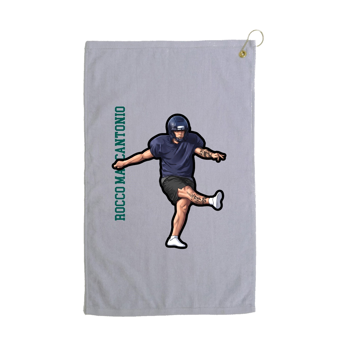 Golf Towel — Name Vertical in Grey