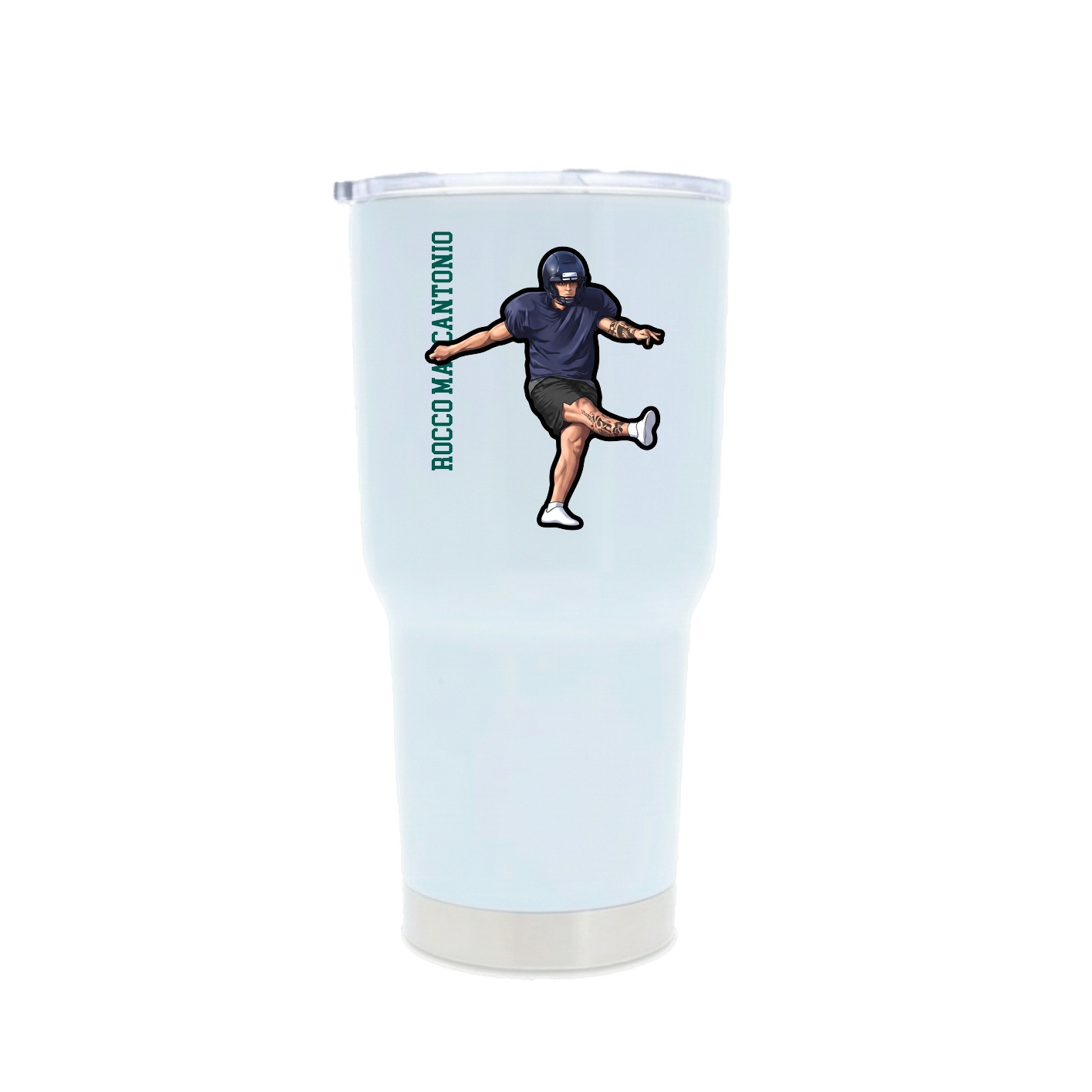 30oz Stainless Steel Tumbler — Name Vertical in White
