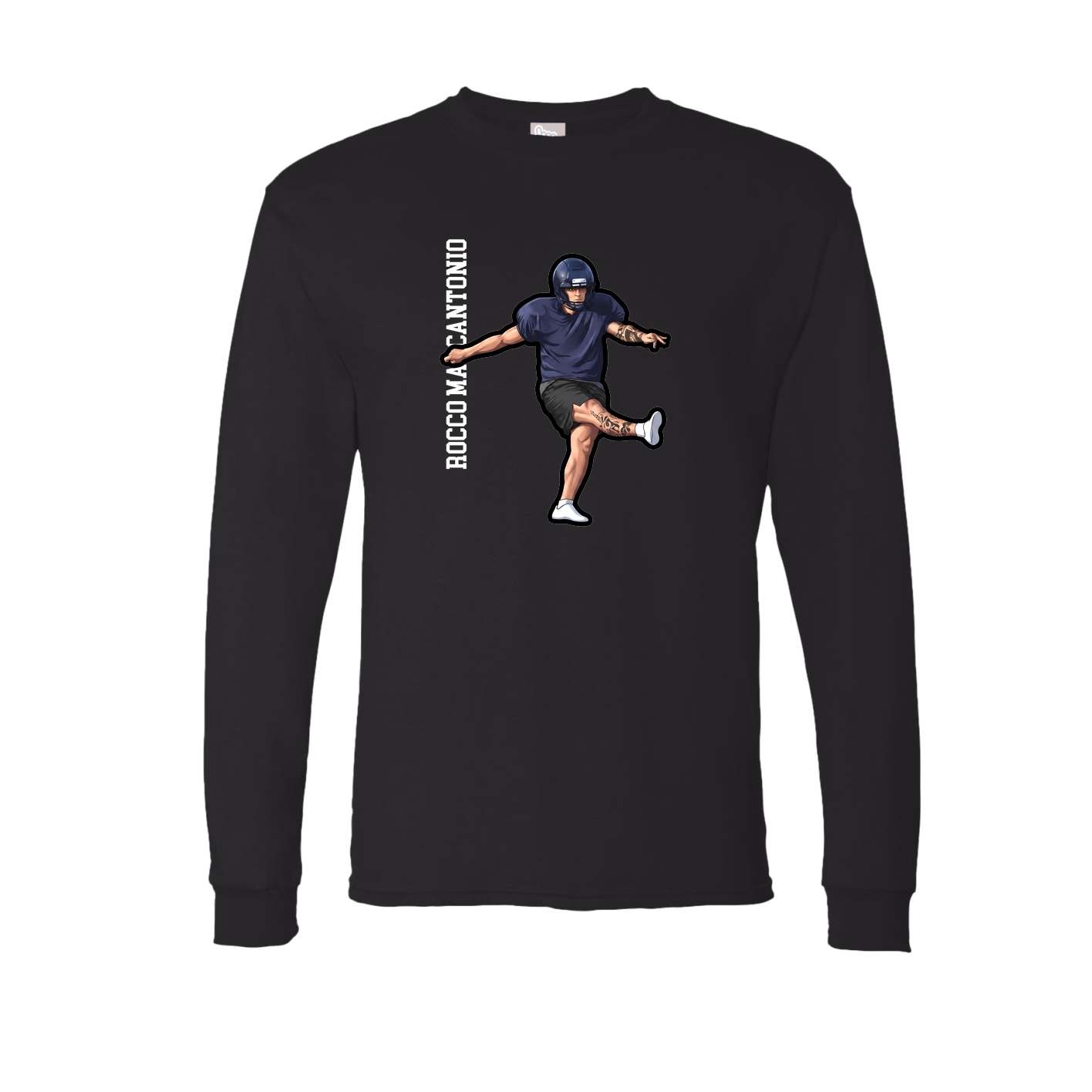 Long Sleeve Tee — Name Vertical in Black