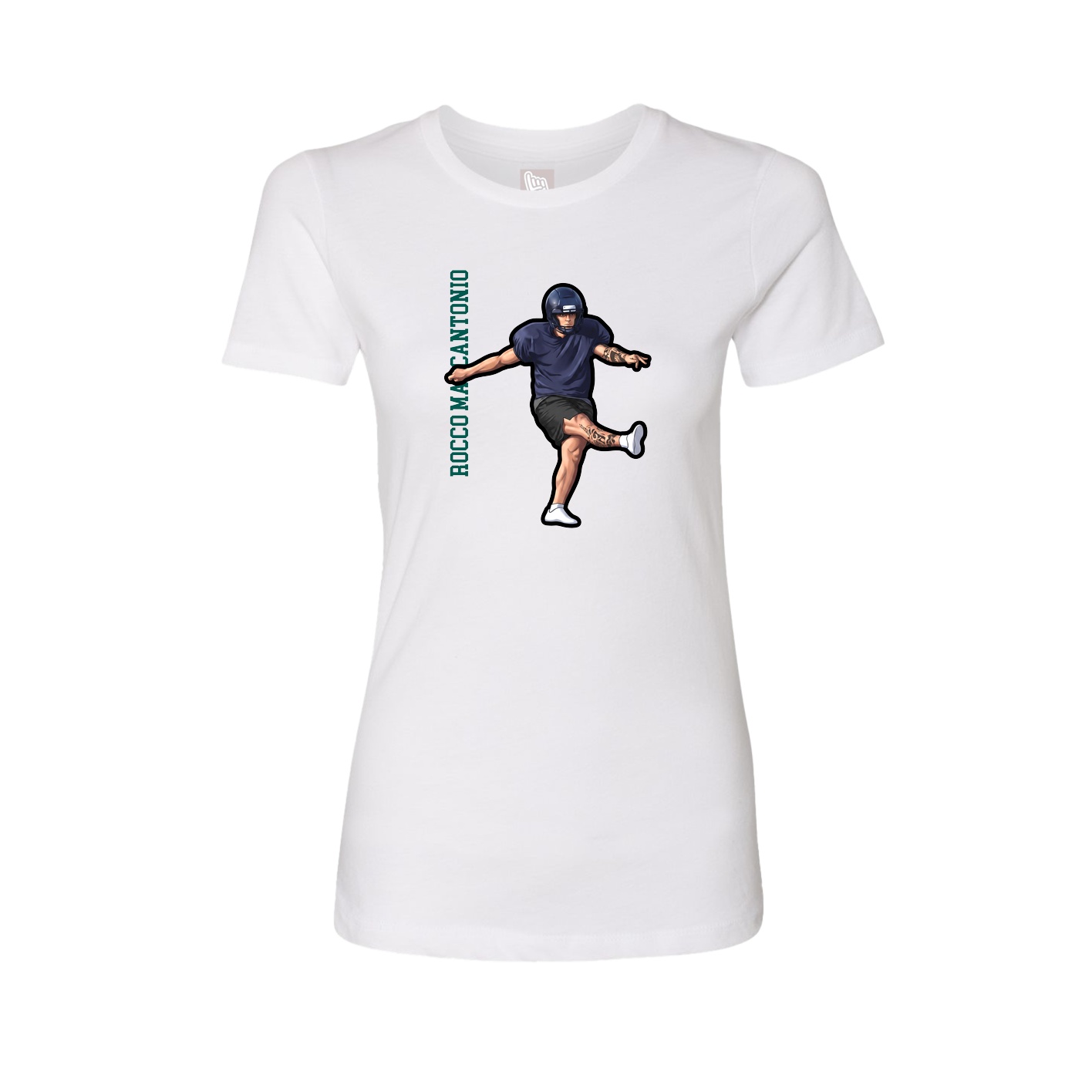 Womens Tee — Name Vertical in White