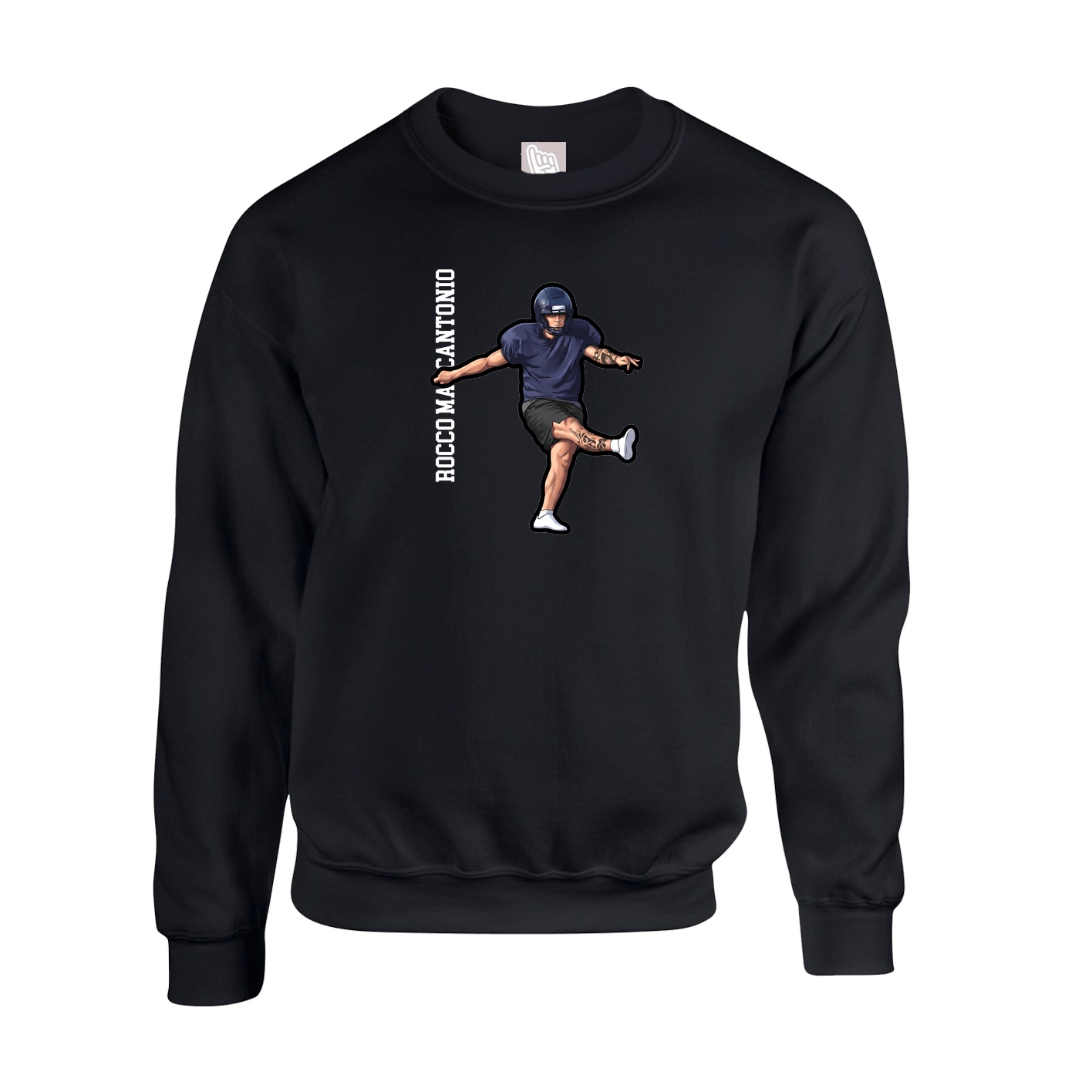 Fleece Crew — Name Vertical in Black