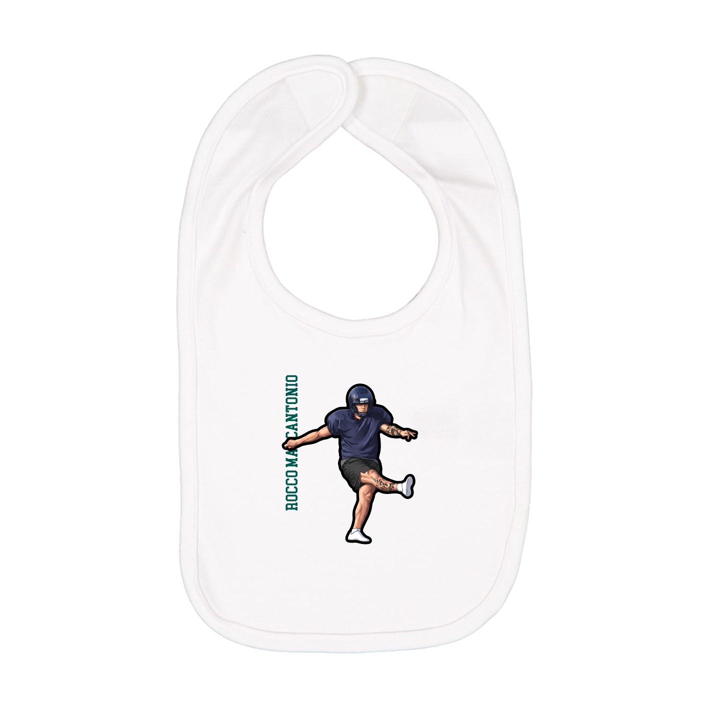 Infant Bib — Name Vertical in White