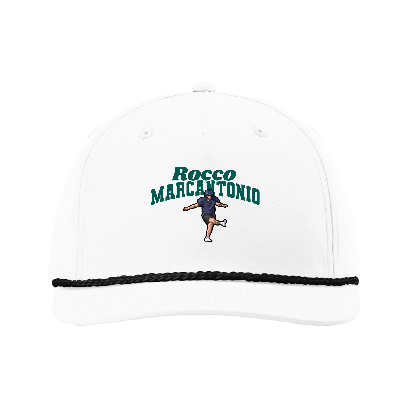 Five-Panel Classic Rope Cap — Signature Arch in White