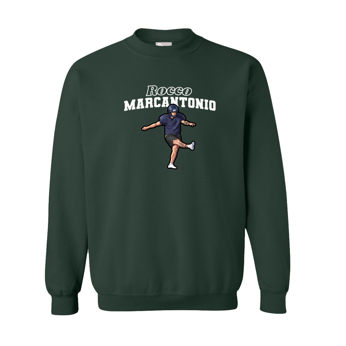 Fleece Crew — Name Arch in Green