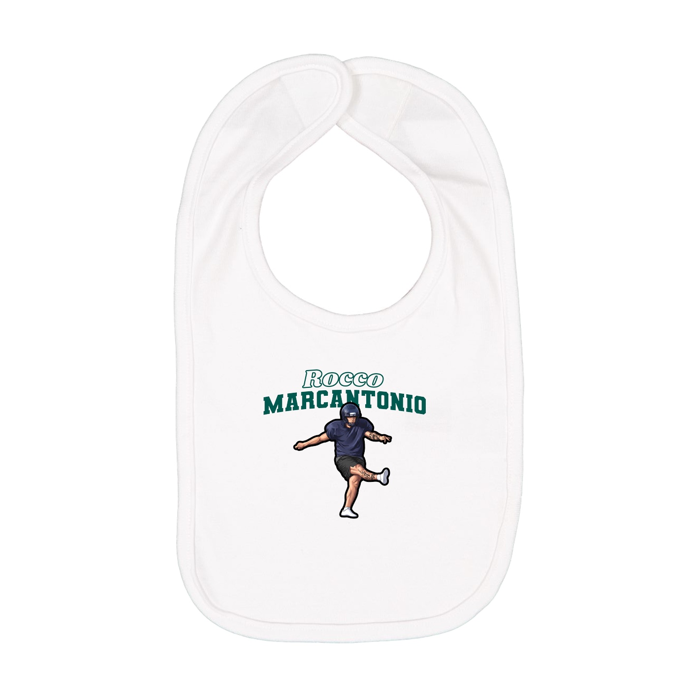 Infant Bib — Name Arch in White