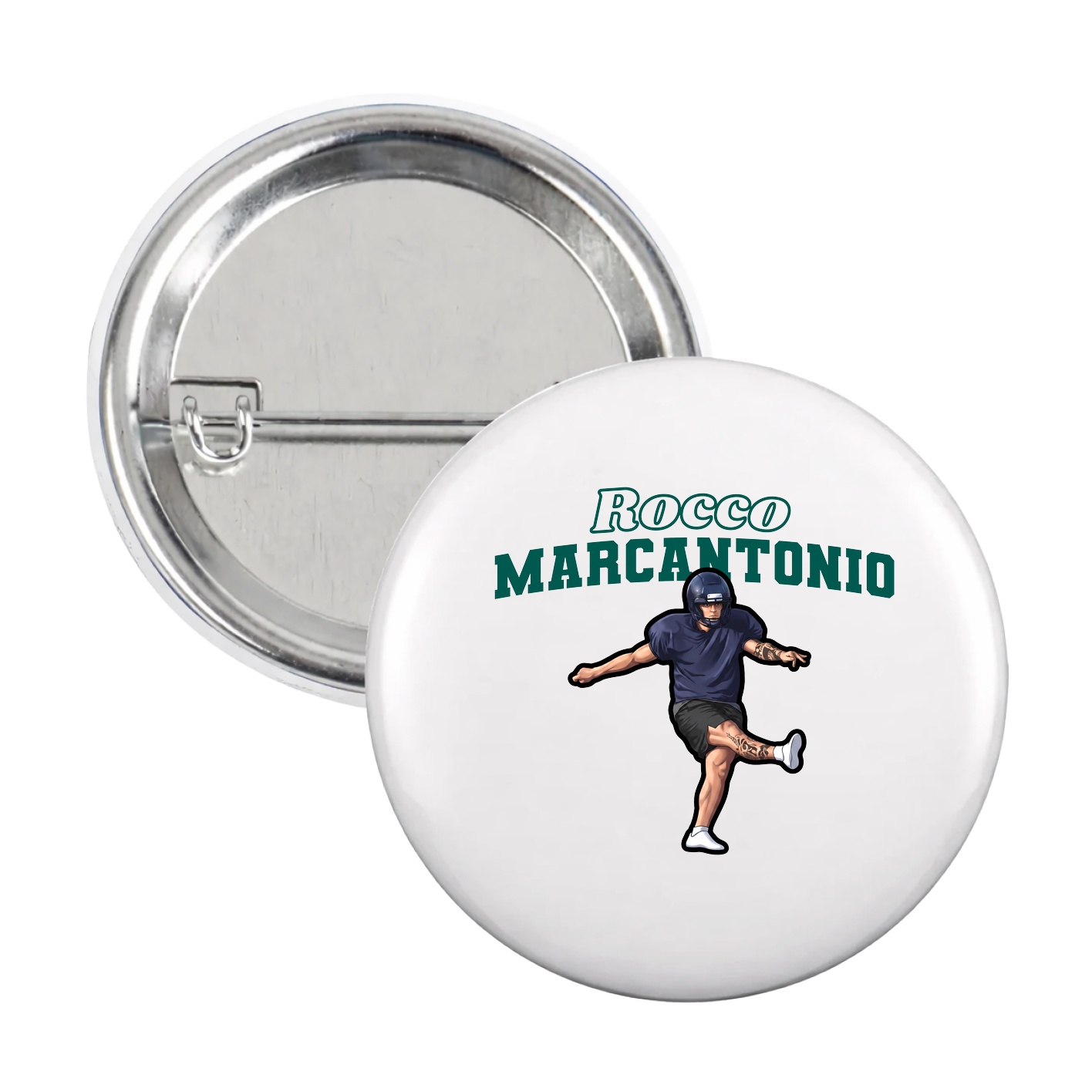 Game Day Button — Name Arch in White
