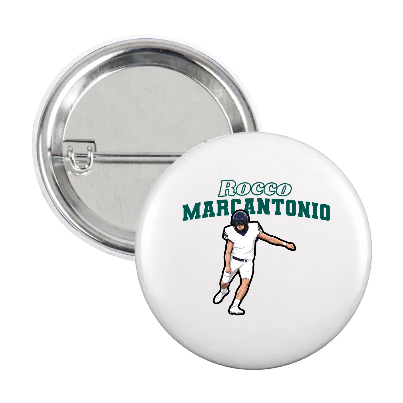 Game Day Button — Name Arch in White