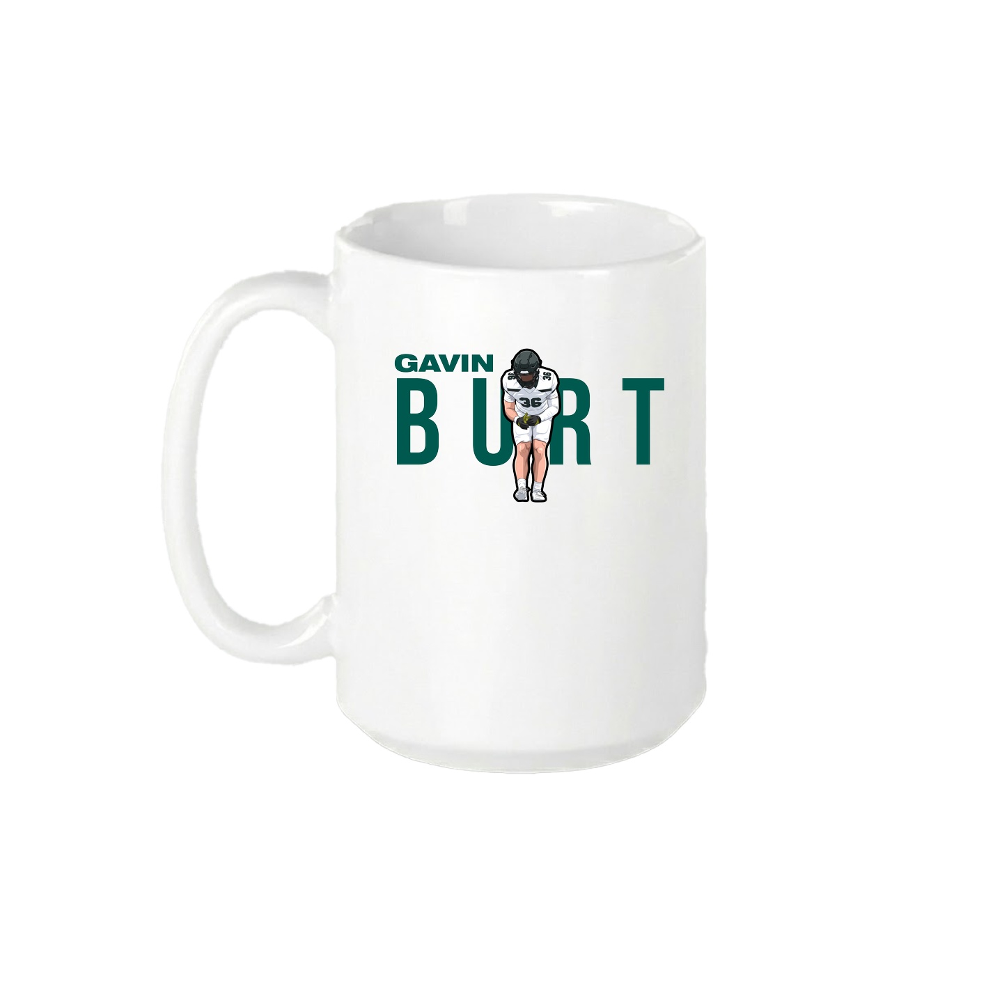 15oz Coffee Mug — Player Name in White