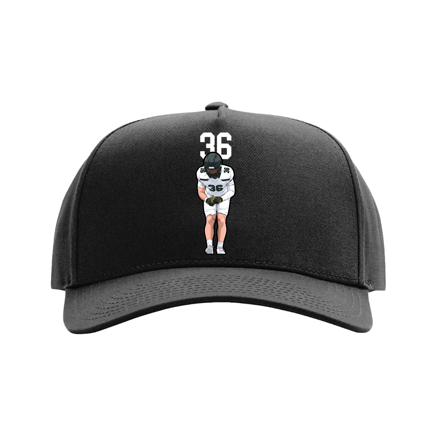 Full Fabric Five-Panel Champ Cap — Number Top in Black