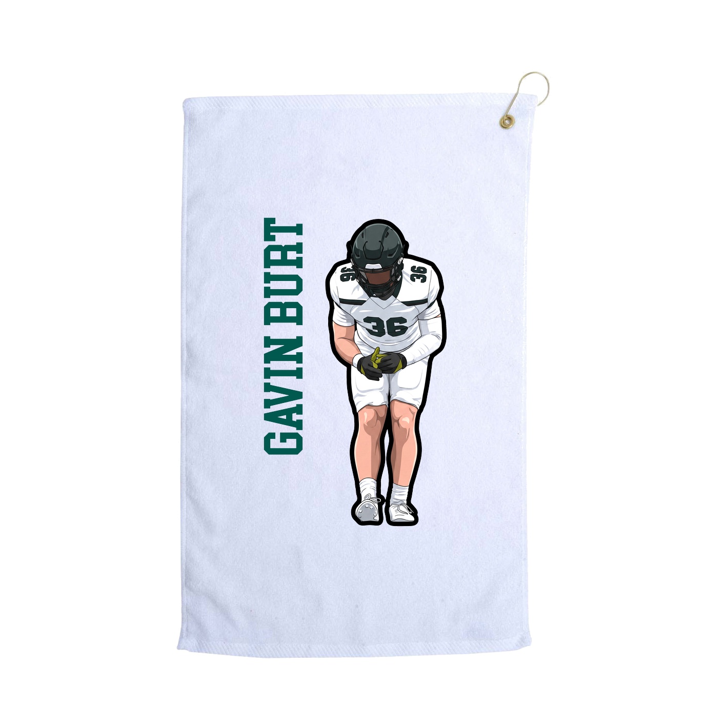 Golf Towel — Name Vertical in White