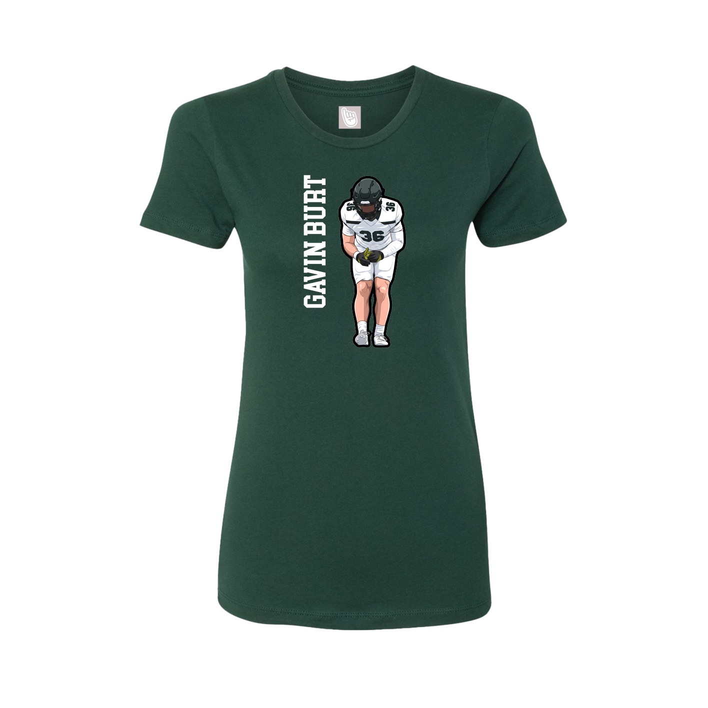 Fitted Women's Tee — Name Vertical in Green