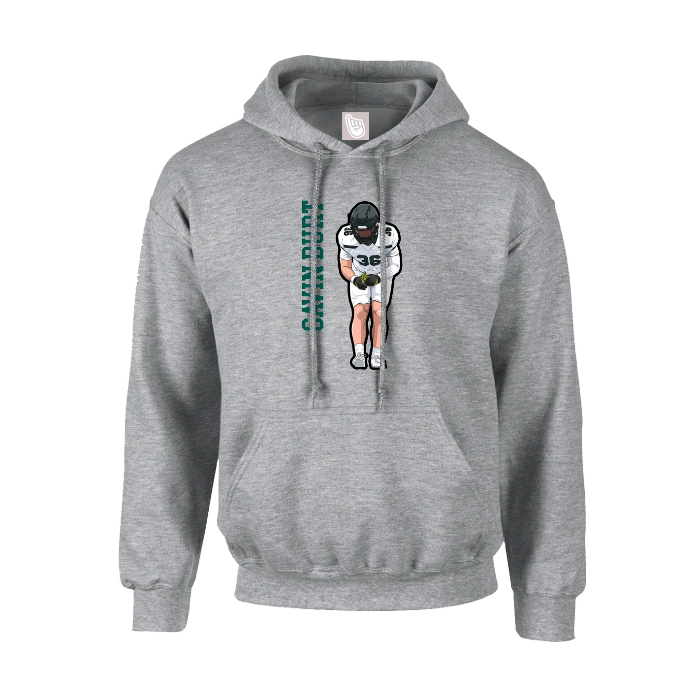 Hoodie — Name Vertical in Grey