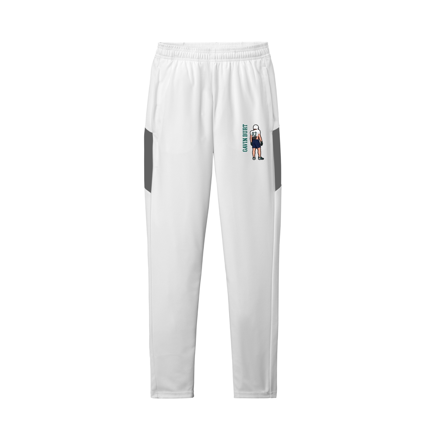 Team Travel Pant — Name Vertical in White/Grey