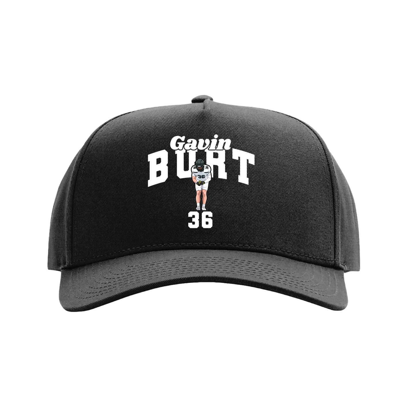 Full Fabric Five-Panel Champ Cap — Signature Arch in Black