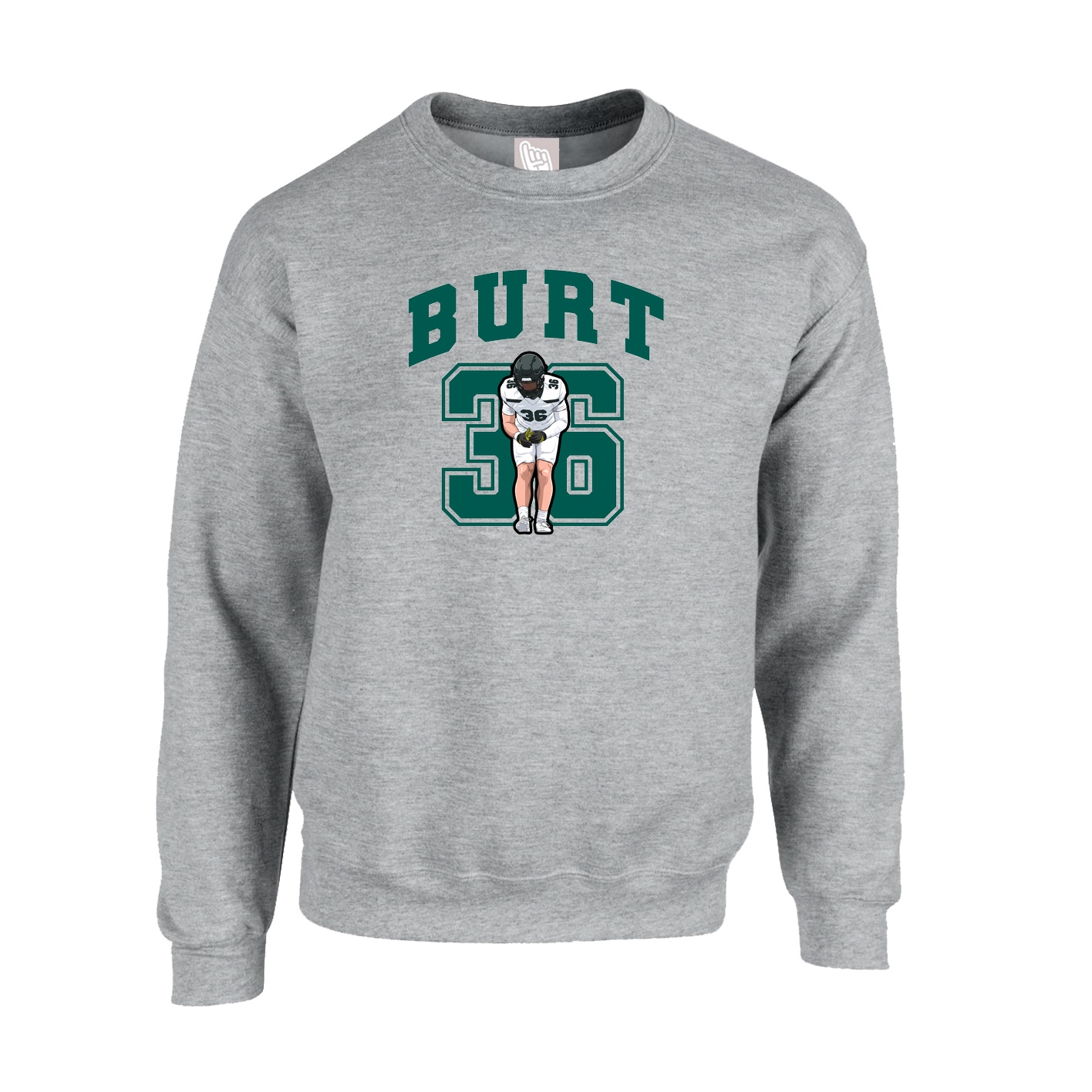Fleece Crew — Number in Grey