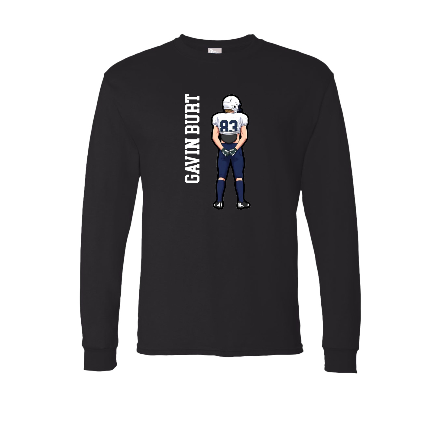Long Sleeve Tee — Name Vertical in Black