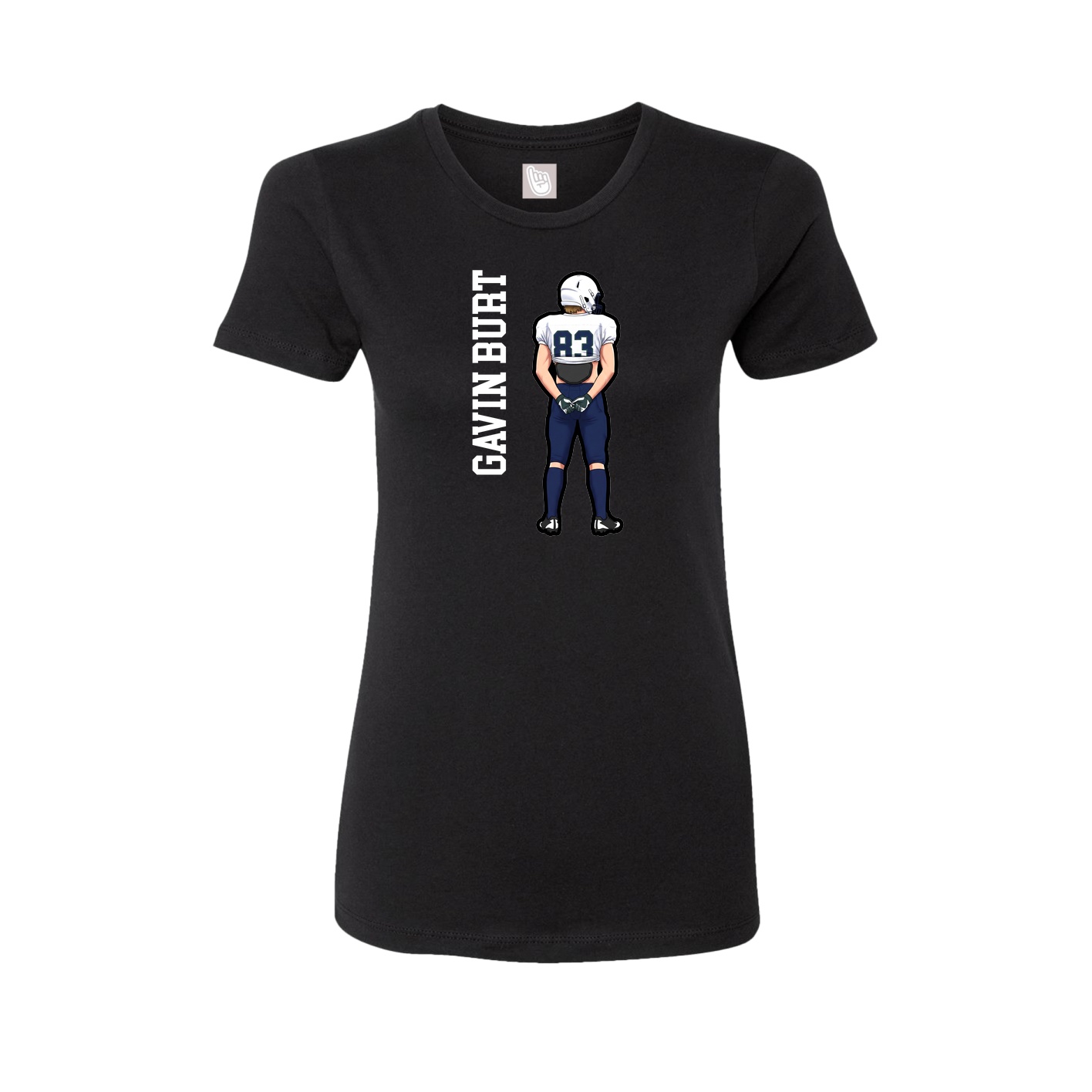 Fitted Women's Tee — Name Vertical in Black
