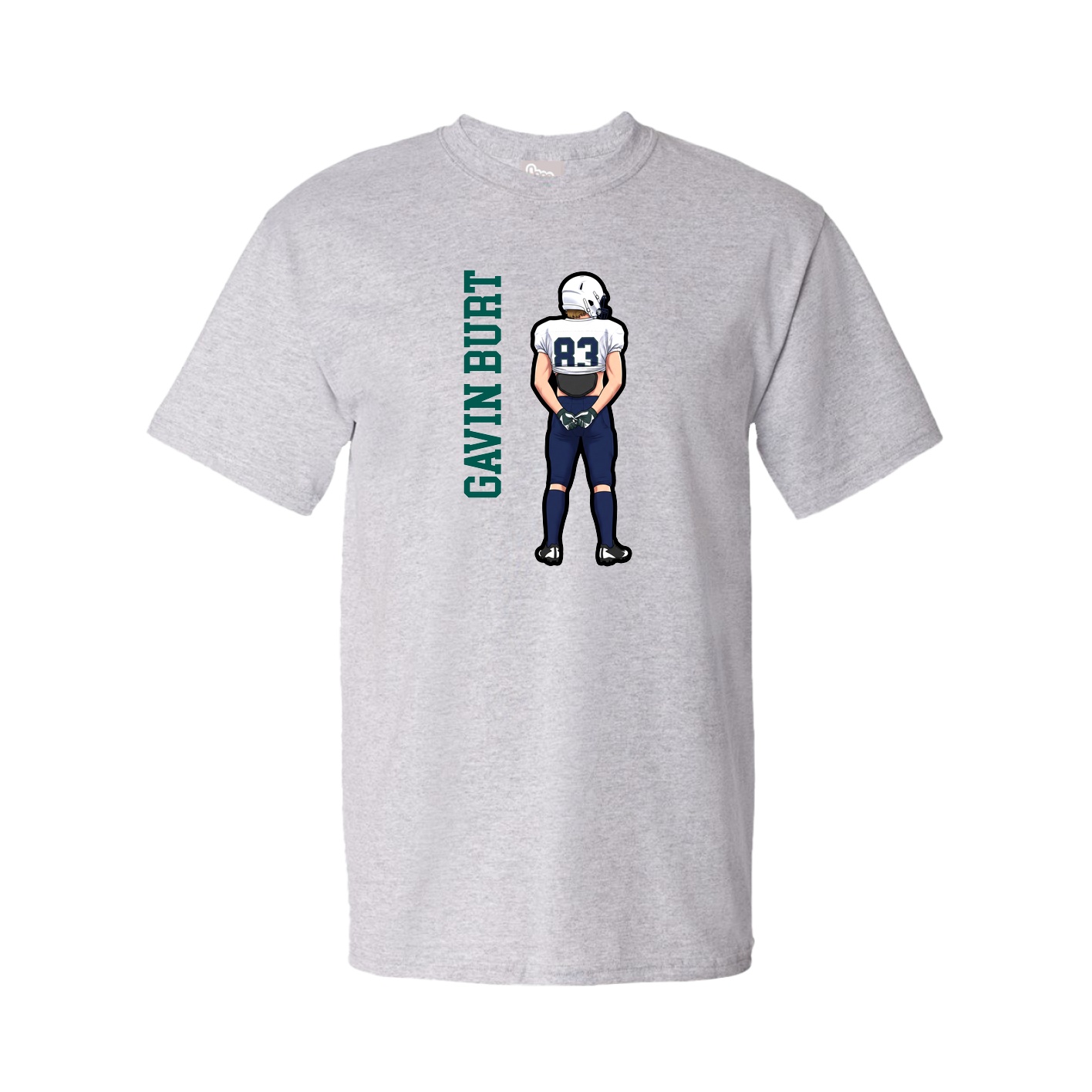 Youth Tee — Name Vertical in Grey