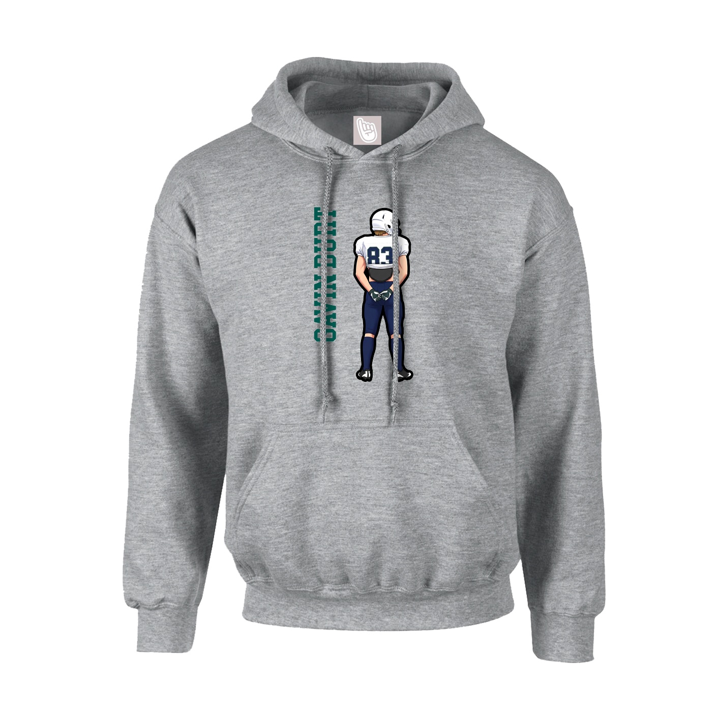 Hoodie — Name Vertical in Grey