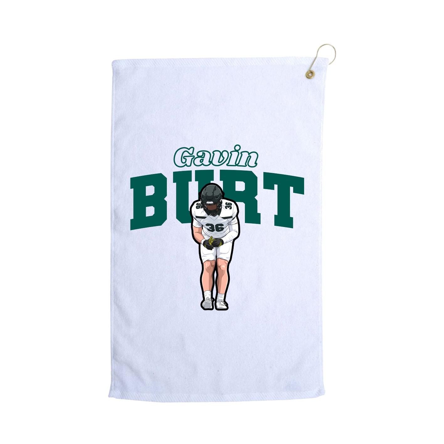 Golf Towel — Name Arch in White