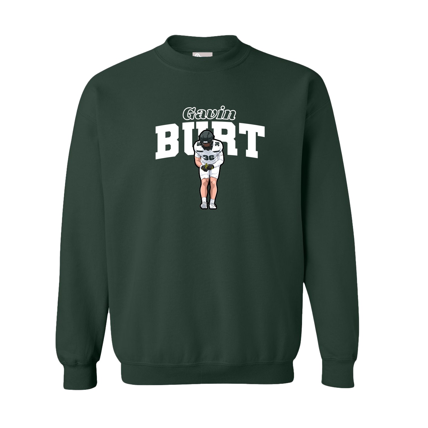 Fleece Crew — Name Arch in Green