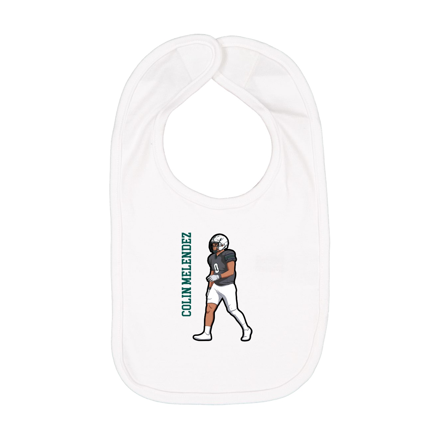 Infant Bib — Name Vertical in White