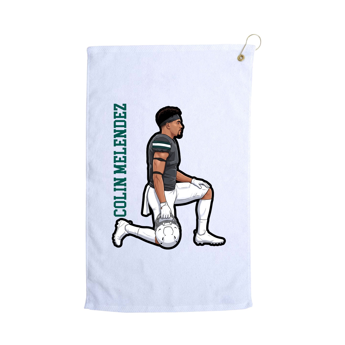 Golf Towel — Name Vertical in White