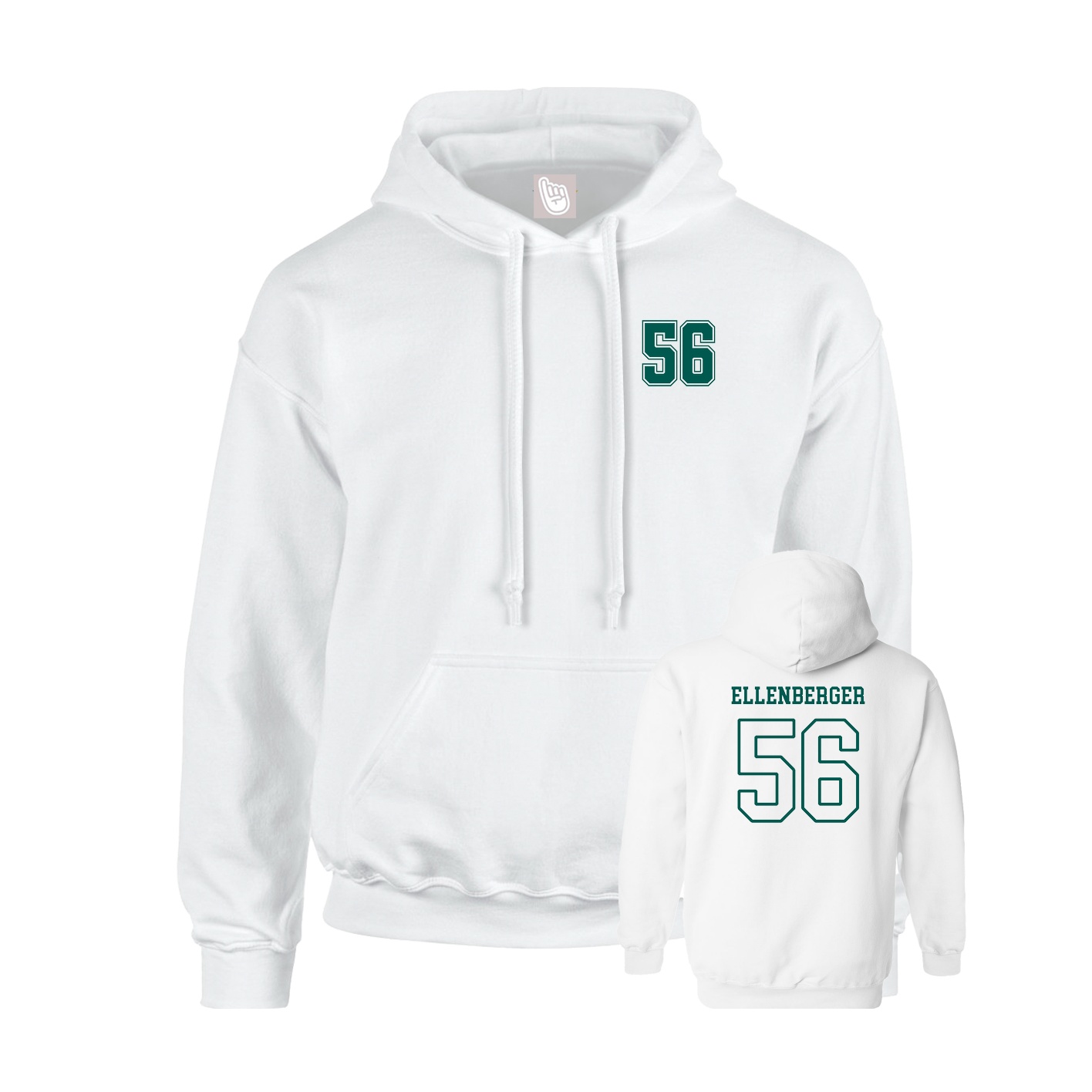 Youth Hoodie — Chest Back in White