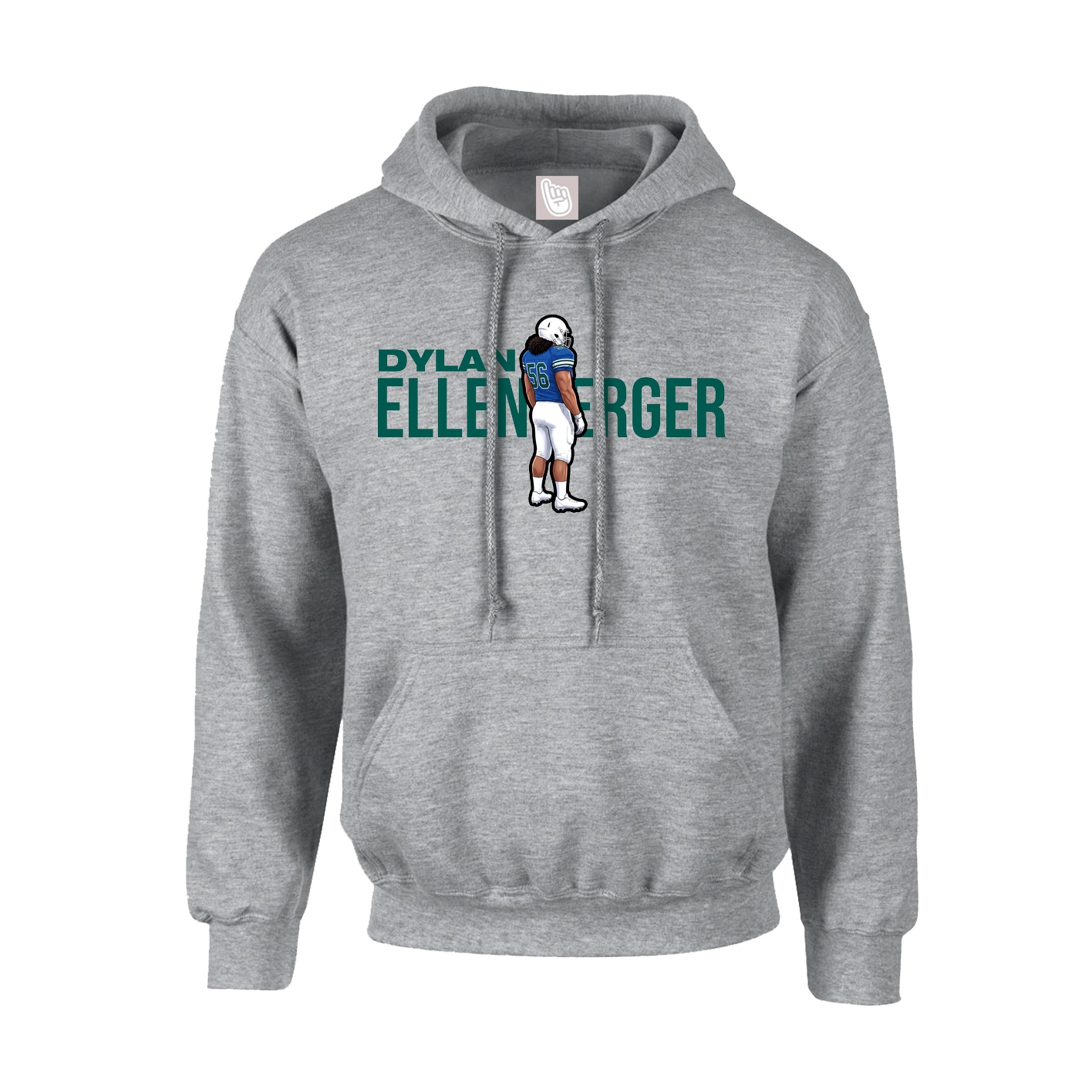 Youth Hoodie — Player Name in Grey