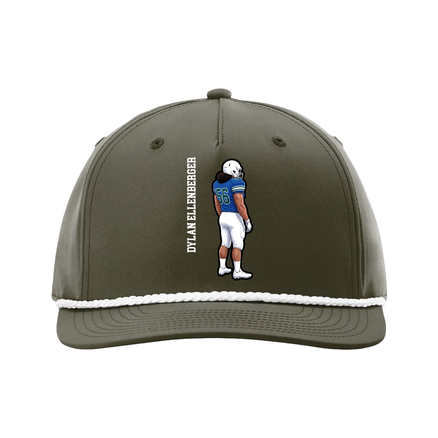 Five-Panel Classic Rope Cap — Name Vertical in Green