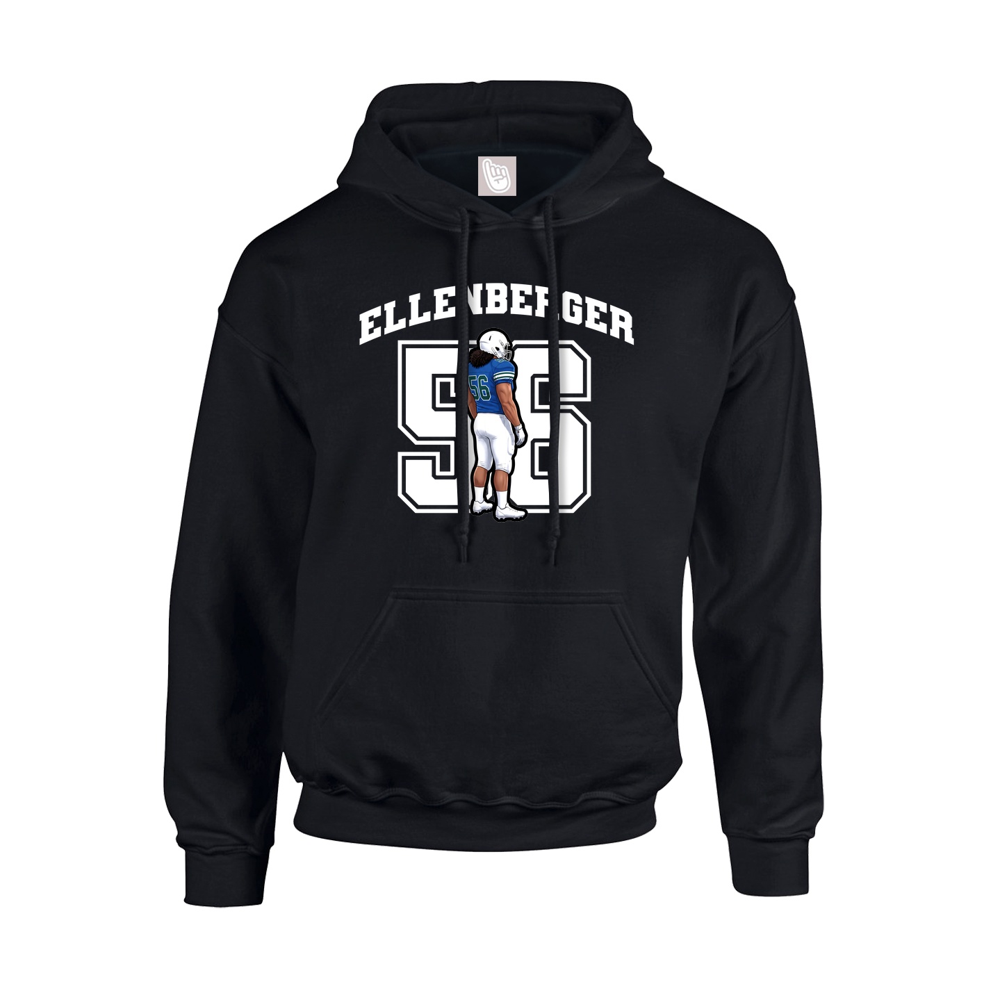 Youth Hoodie — Number in Black