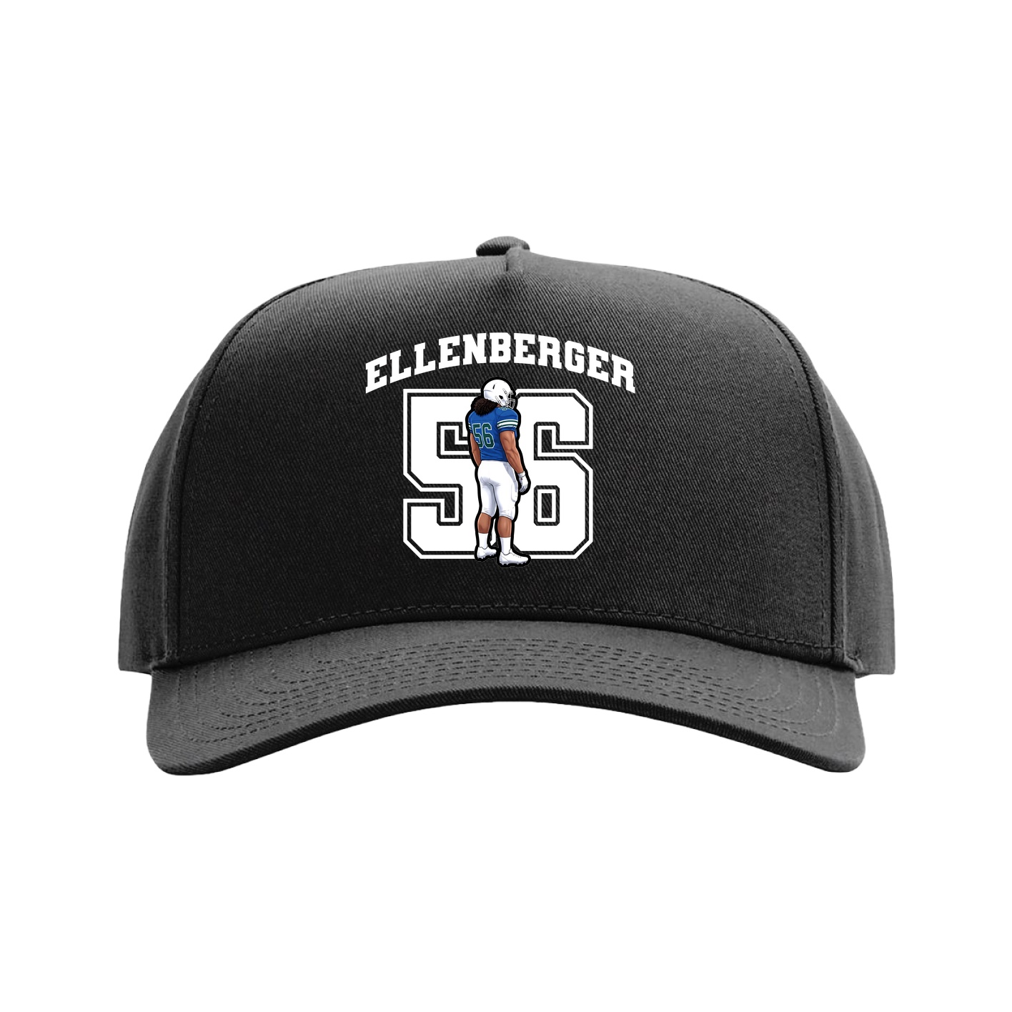 Full Fabric Five-Panel Champ Cap — Number in Black